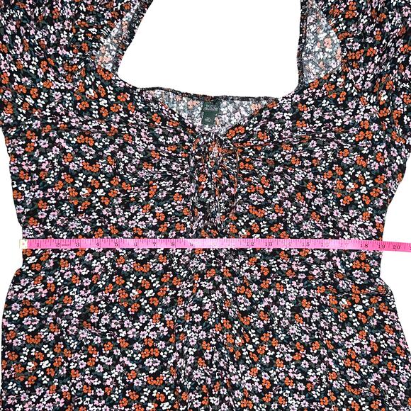 Wild Fable Floral Puff Sleeves Tie Front Mini Dress Size XXL - Picture 8 of 9